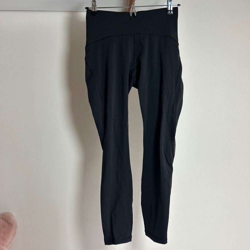 Lululemon Align High Rise Mesh Panel Leggings Black Women's Size 6‎